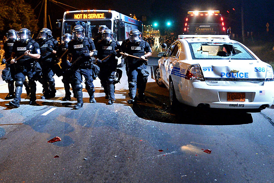 police and damaged police car