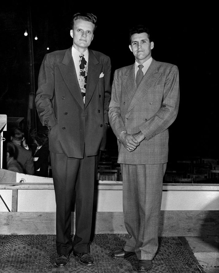 Cliff Barrows and Billy Graham in the late 1940s.