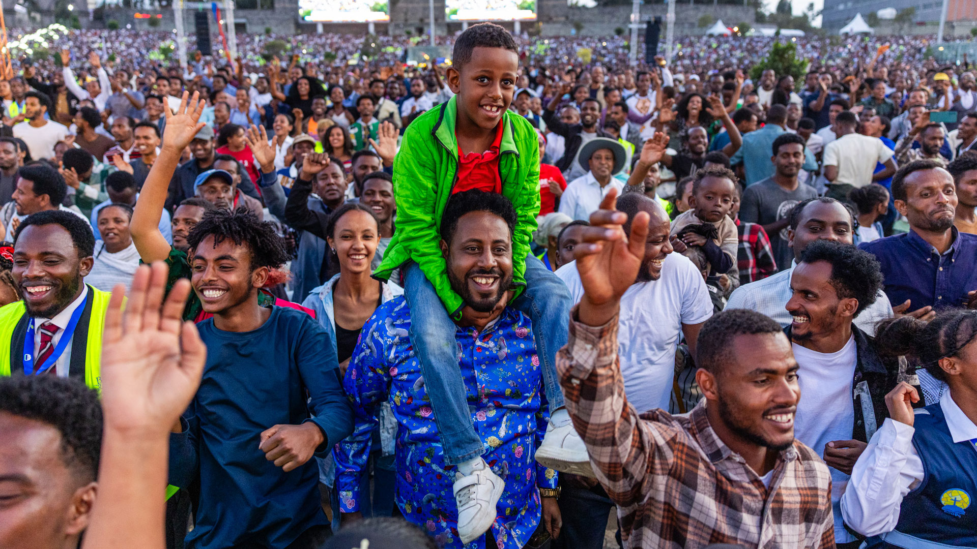 Singing could be heard from blocks away as the densely packed crowd enthusiastically received God’s Word through worship and a message.