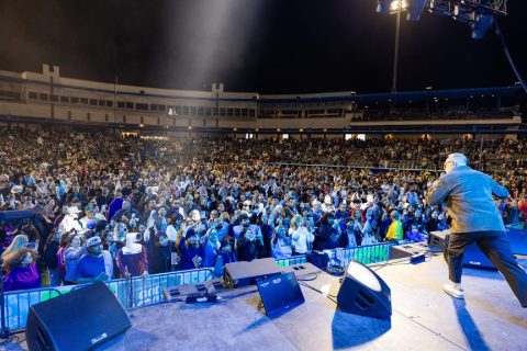 Thousands gathered to worship in Tucson’s Kino Veterans Memorial Stadium.