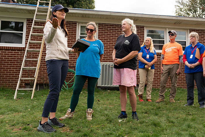 Cissie Graham Lynch accompanied Billy Graham Rapid Response Team chaplains as they ministered to homeowners in Boone, N.C.—her hometown—in the aftermath of Helene.