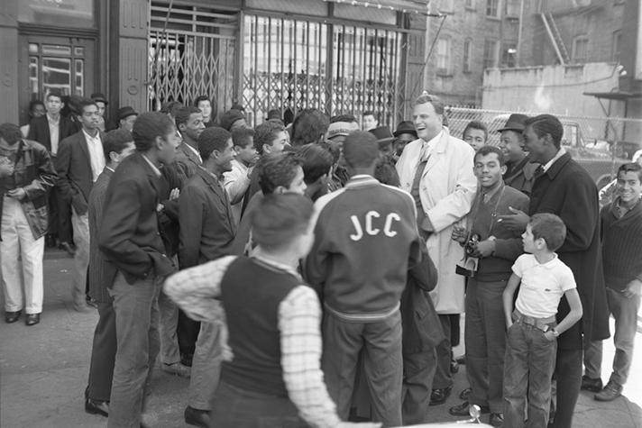Billy Graham with New York youth