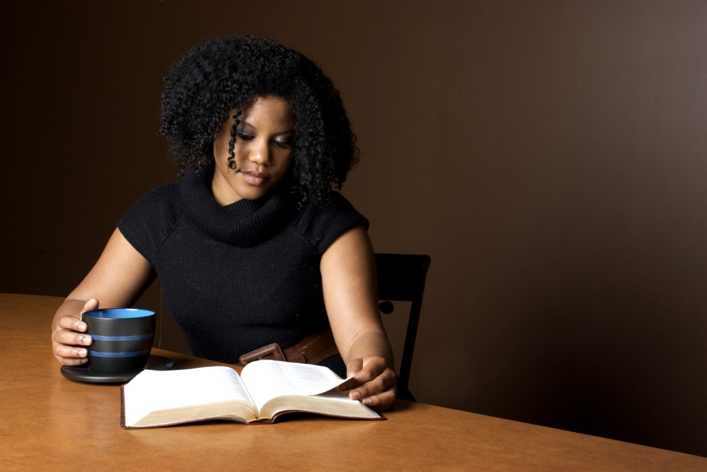 woman reading Bible