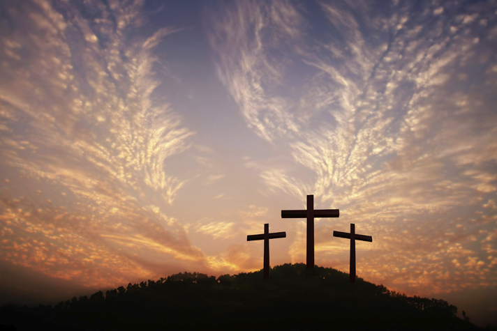 three crosses on hill