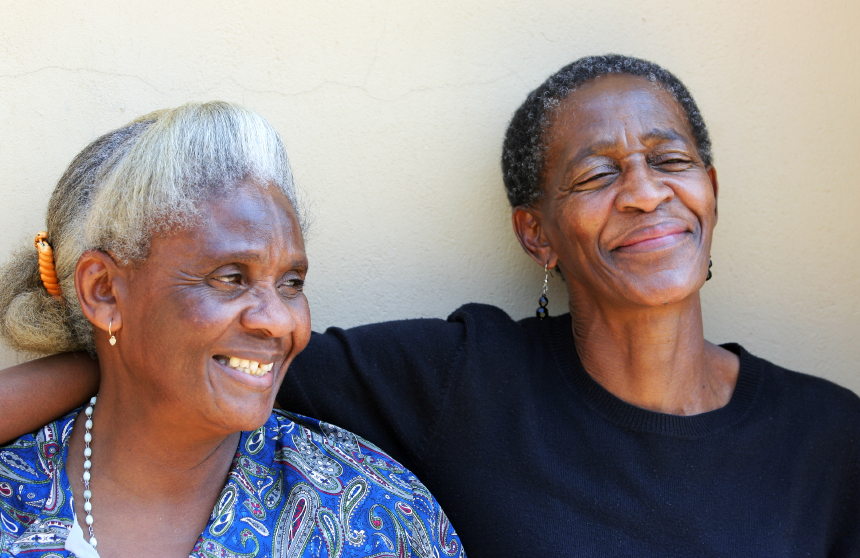 two women smiling