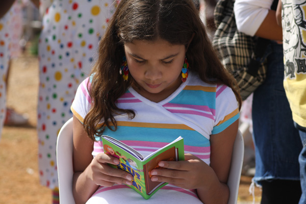 Girl reads book