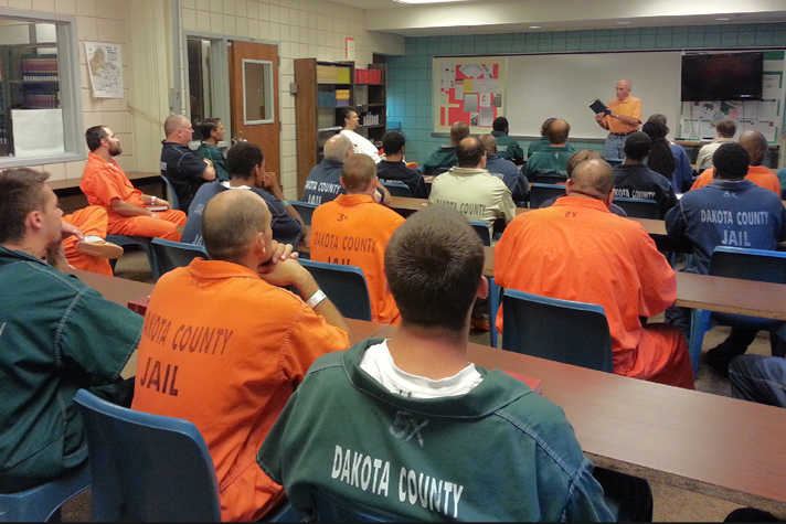 Inmates in Bible study