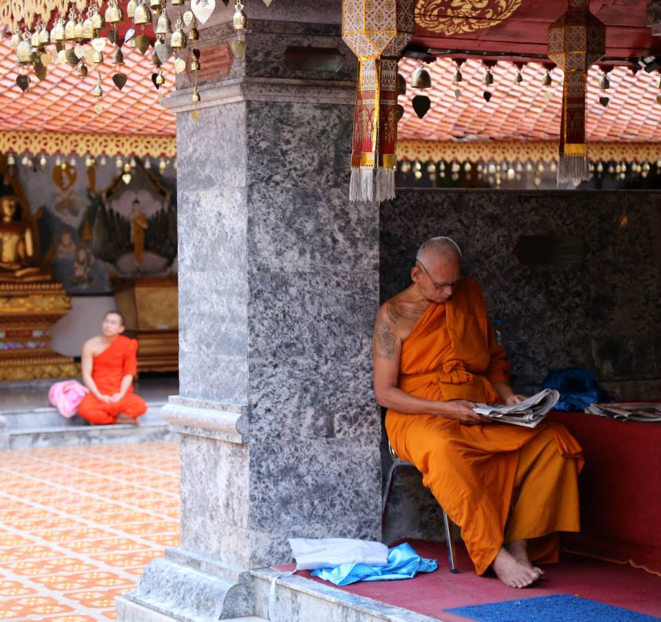 Monks resting at the temple.