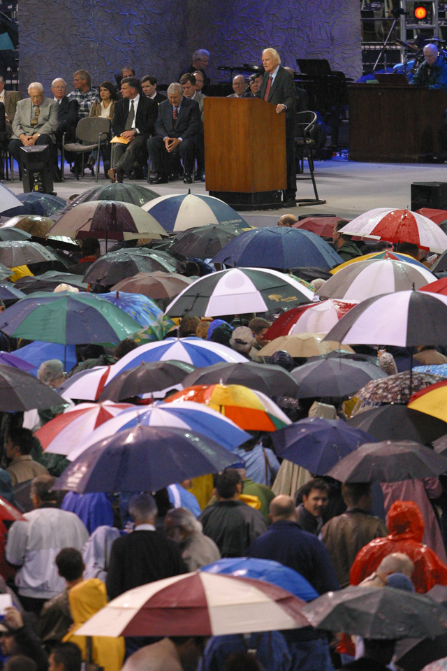 Umbrellas at podium in Texas