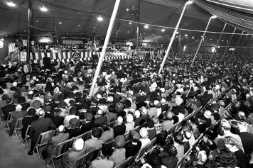 Inside a tent Crusade