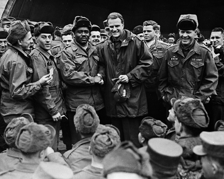 Billy Graham with troops