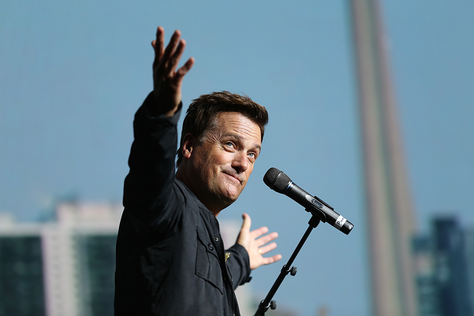 Michael W. Smith with open hands