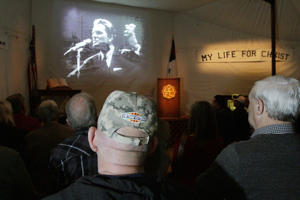 Veteran in Library exhibit