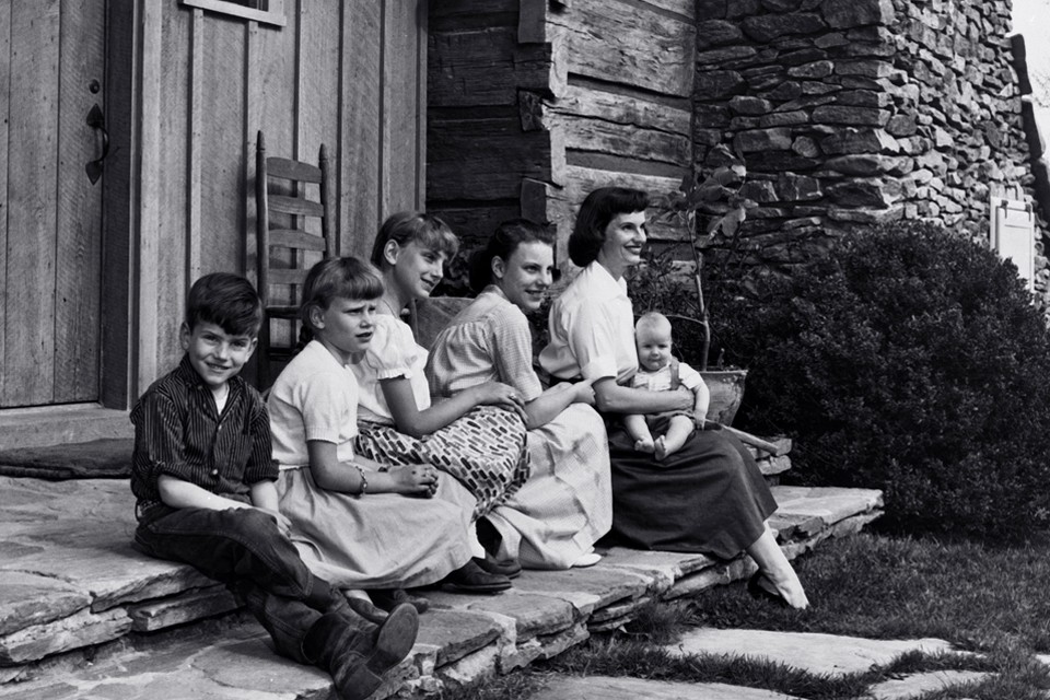 Ruth and kids on porch
