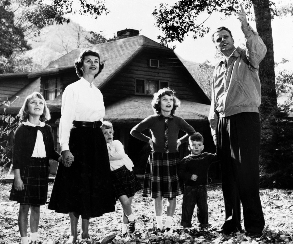 Billy Graham and family outside