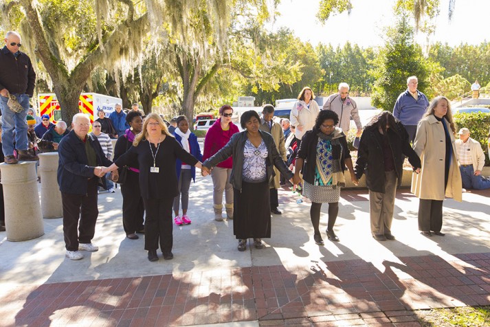 "The most important thing we can do is pray," Franklin Graham told the crowd. The first half of Tuesday's event was spent in prayer. 