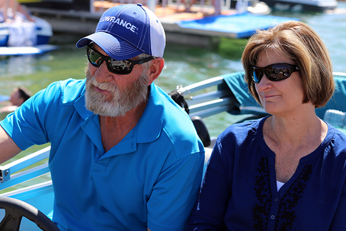 Chris and Nancy Blythe on the boat