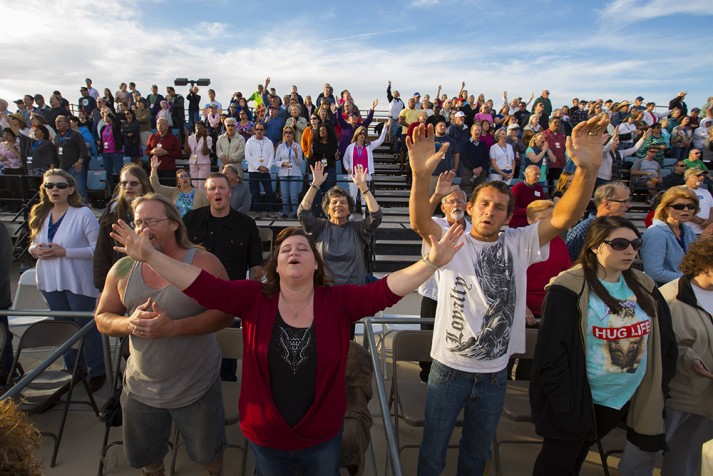 Crowd worshiping