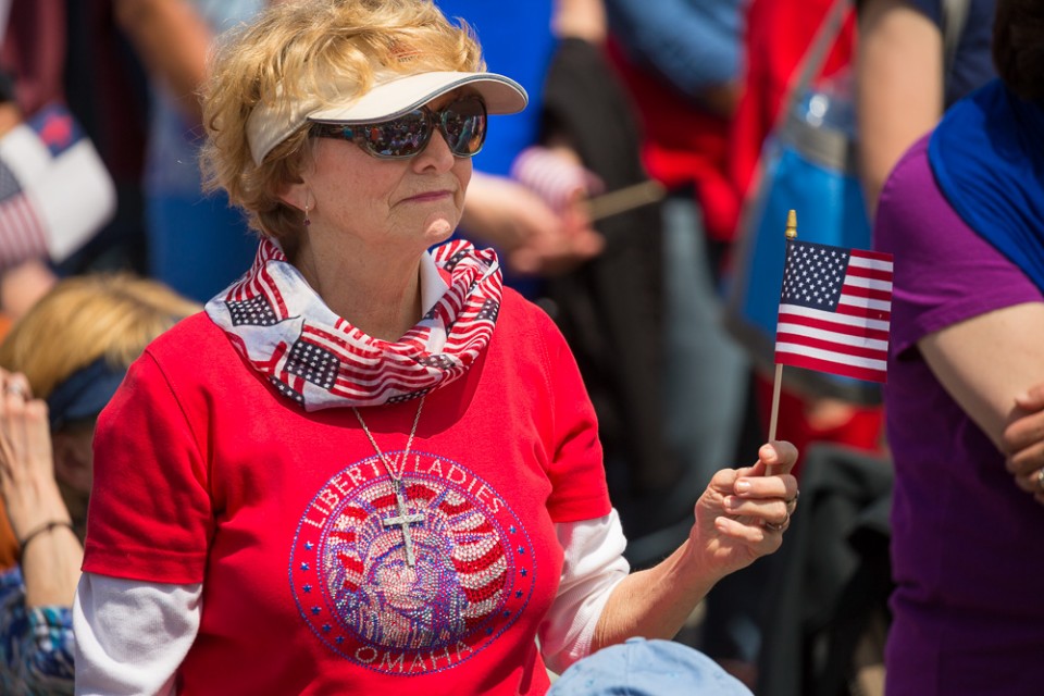 Woman with flag attire