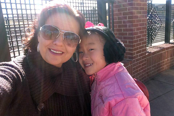 Kristy and her daughter Franceska take a selfie at the Decision America Tour stop in Colorado. During the event, 6-year-old Franceska prayed to accept Jesus Christ into her heart.