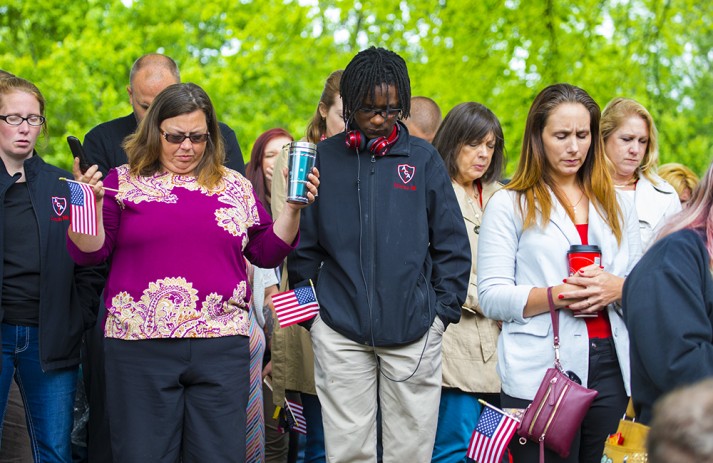 Joining with Franklin Graham in prayer.