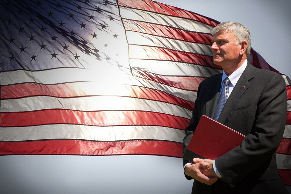 Franklin Graham with American flag