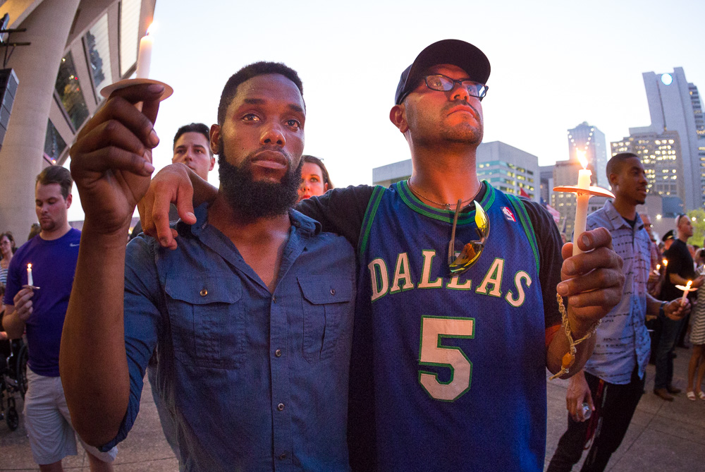 Men at prayer vigil