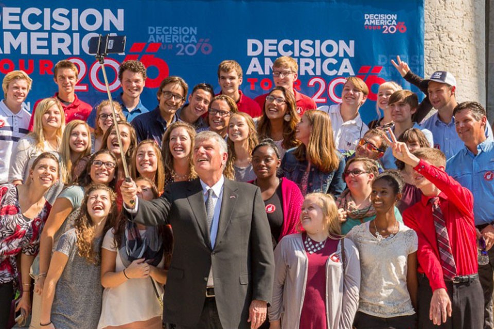 Franklin Graham with students