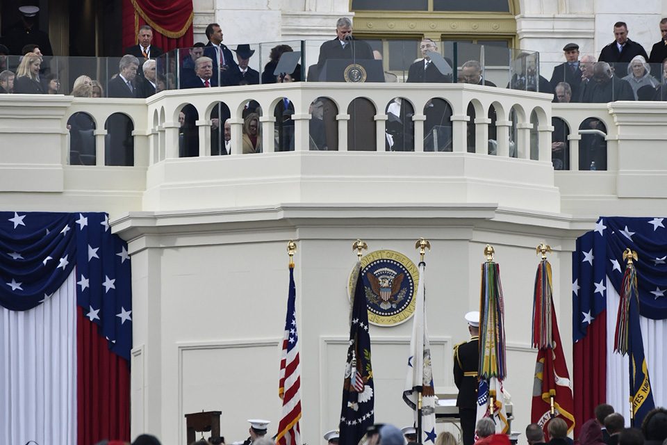 Franklin Graham at podium on Capitol balcony