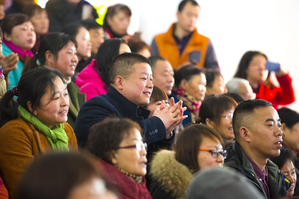 Smiling people in congregation