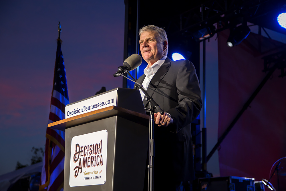 Franklin Graham behind podium