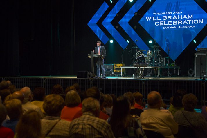 Will Graham preaching at Wiregrass Area Celebration