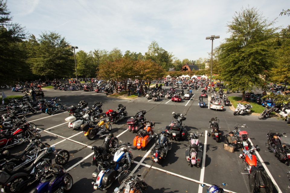 Motorcycles in Library parking lot