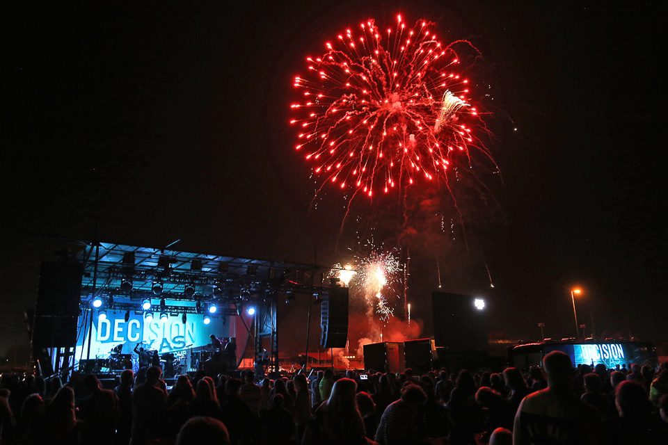 Fireworks over Decision Texas stage