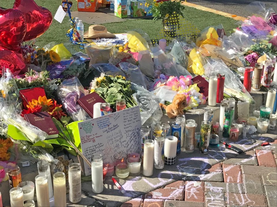 Memorial set up on the ground