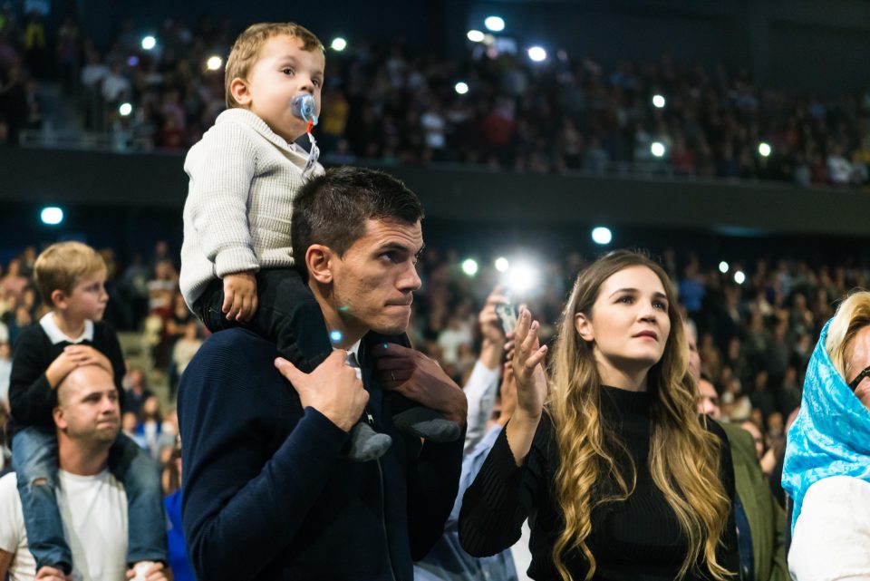 Young family worshiping