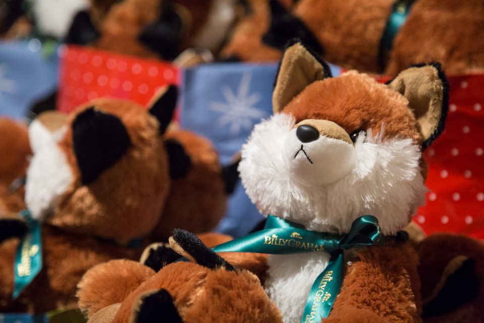 The theme was "Campy Christmas" and each child was given a plush fox