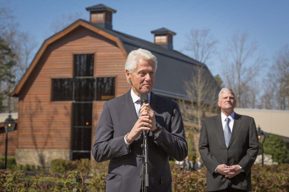 President Clinton with microphone