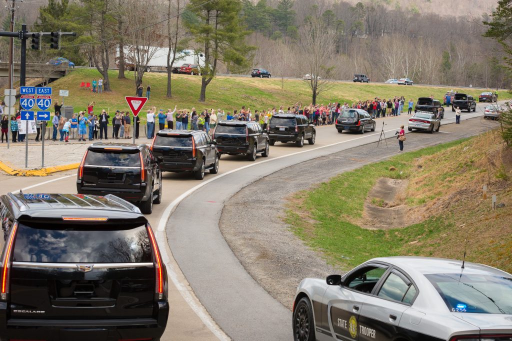 motorcade leaving Asheville