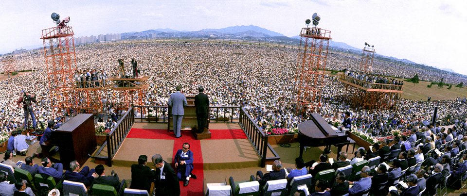 Billy Graham preaching to over a million people in South Korea