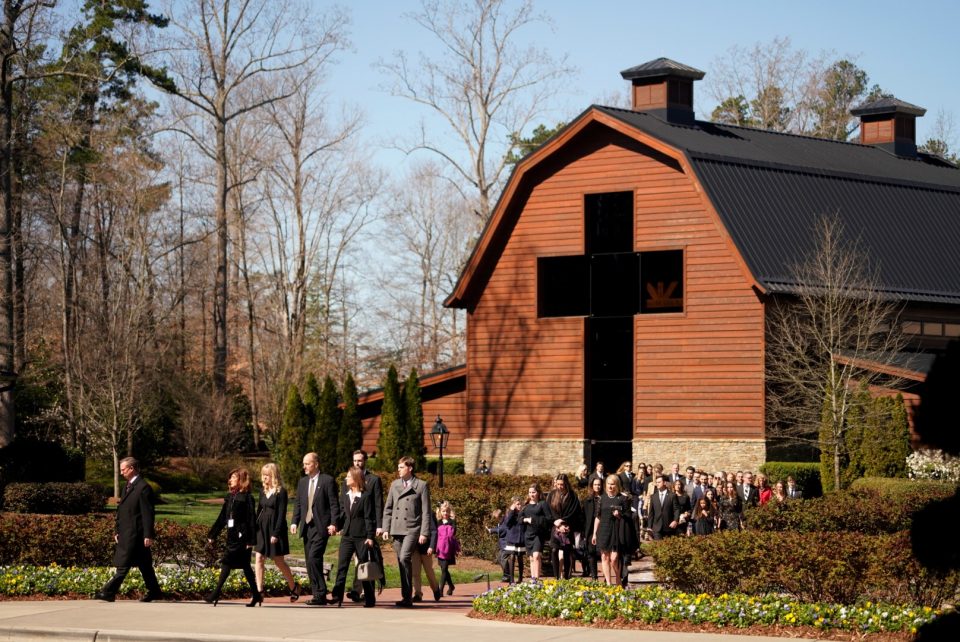 Graham family leaving Billy Graham Library for funeral service