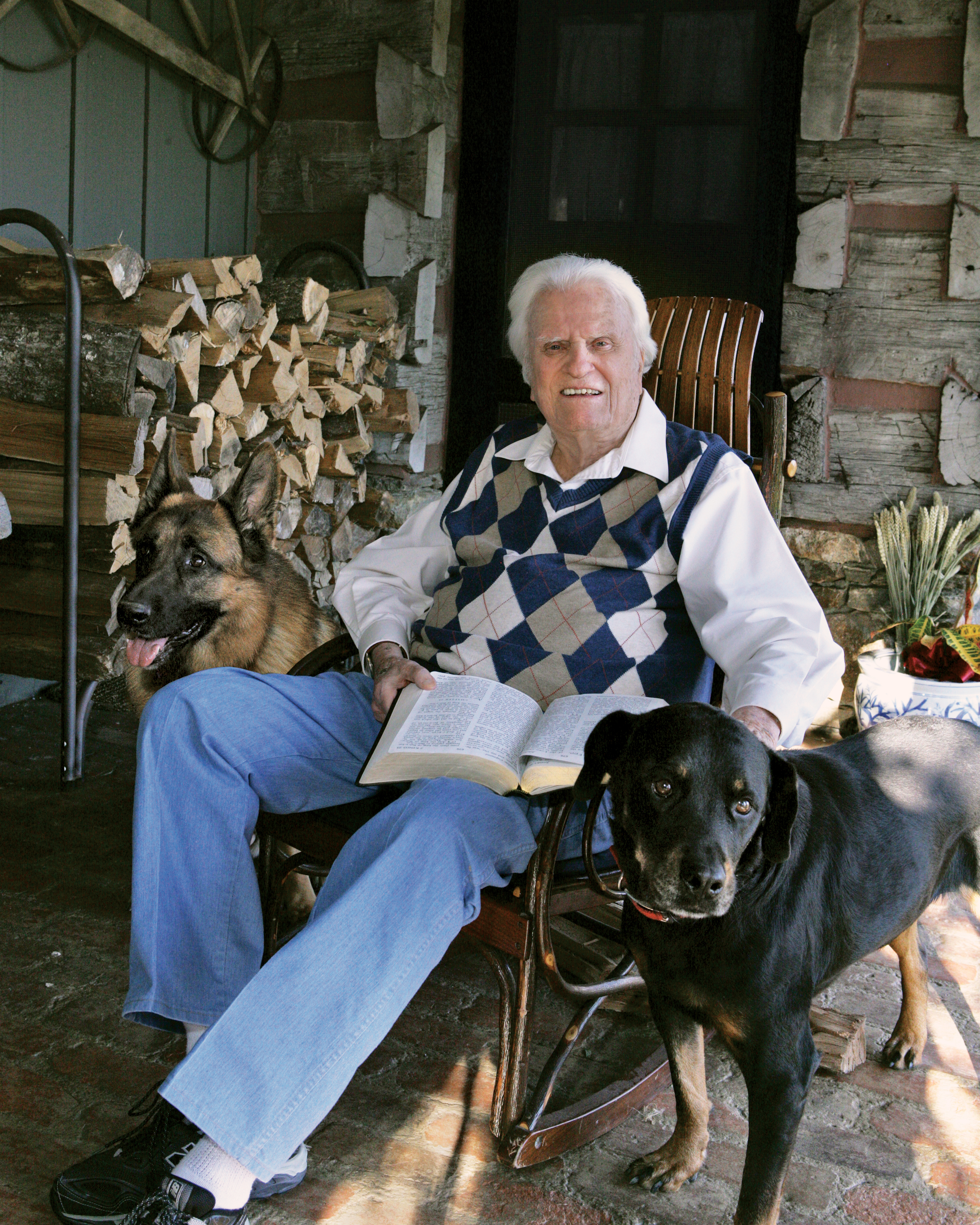 Billy Graham at his home