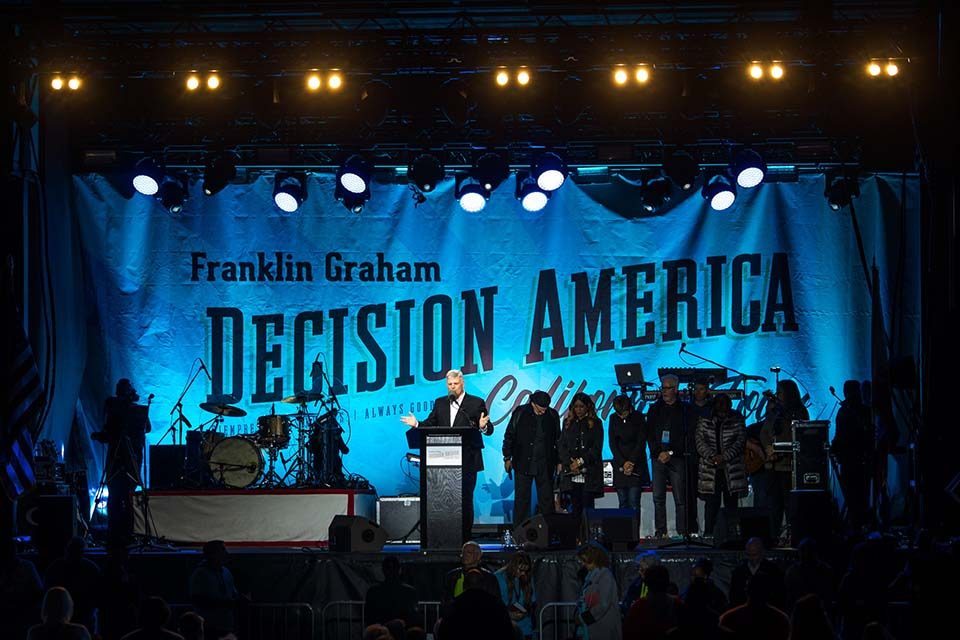 Franklin Graham behind podium