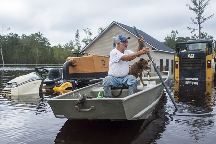 man paddling