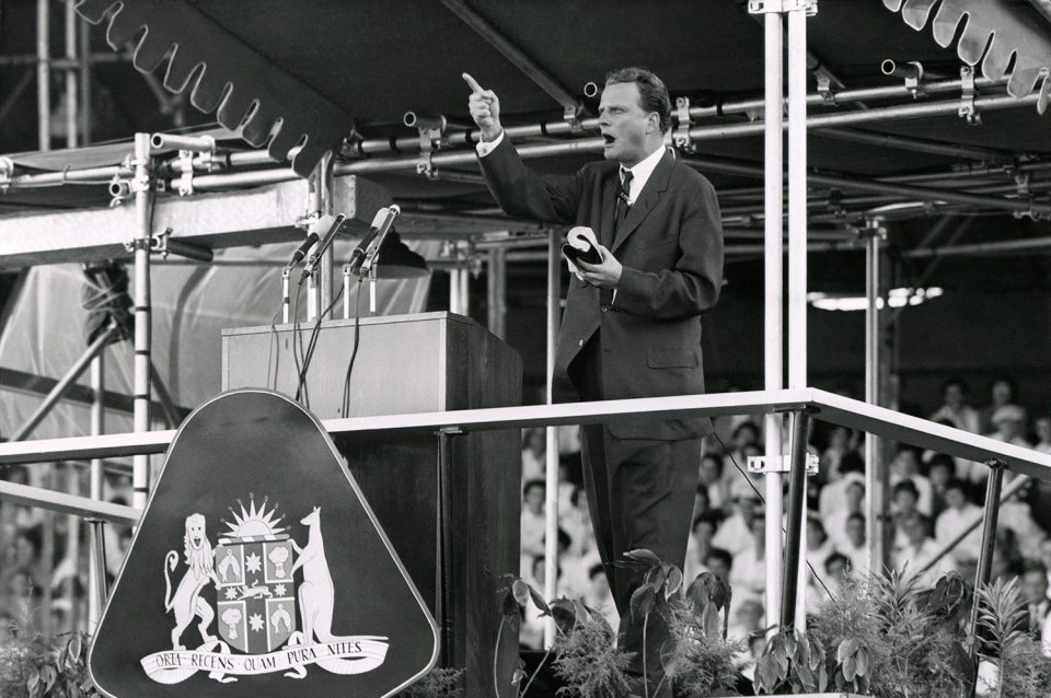 Billy Graham preaching Australia