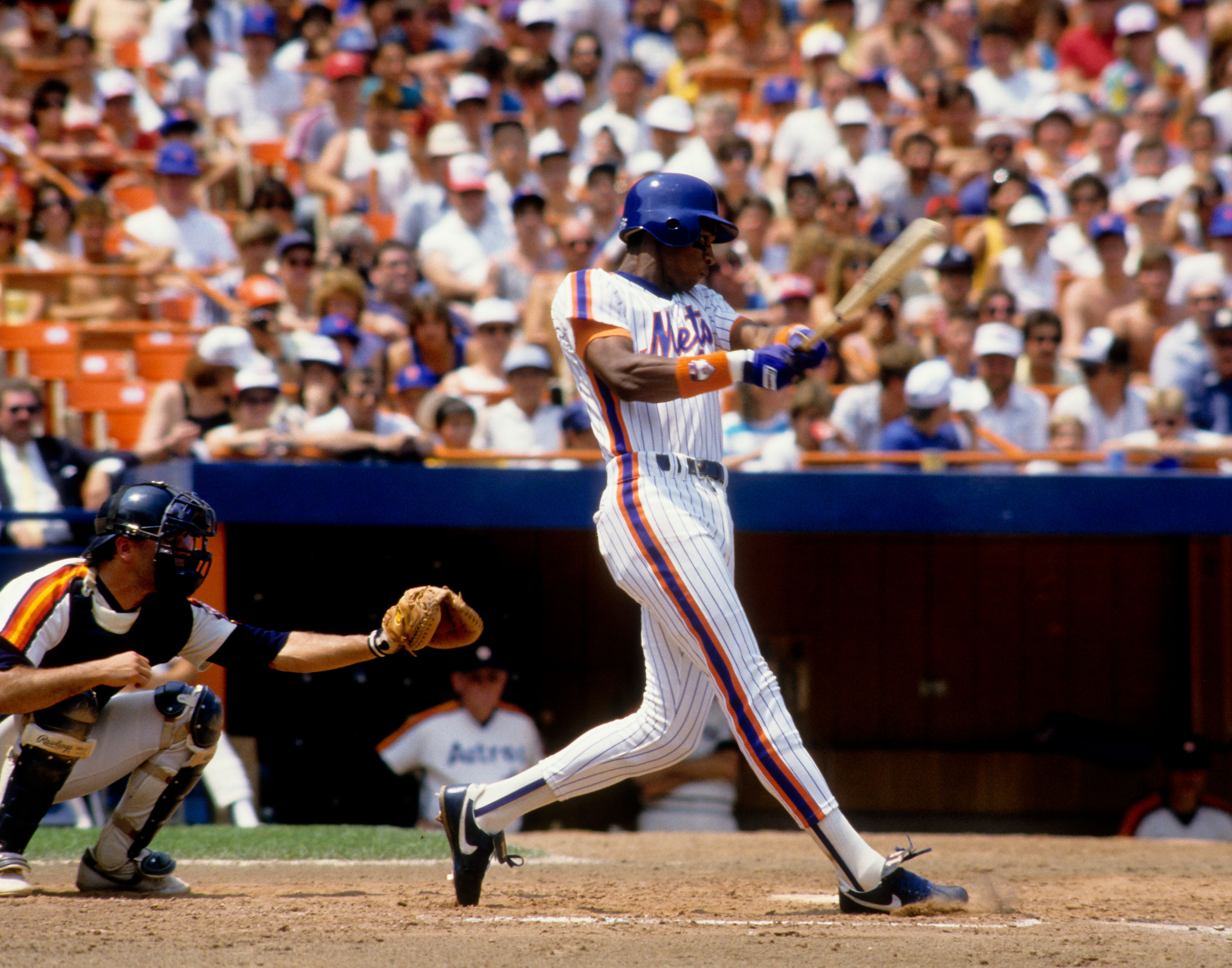 Darryl Strawberry, New York Mets in a game against the Houston Astros in  1986.