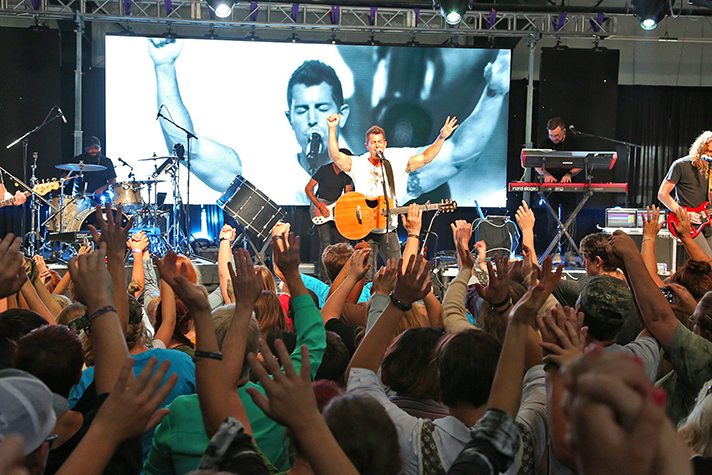 Jeremy Camp, whose life story will be featured in a movie next year, brought high-energy music to set the stage for the Gospel to be shared.