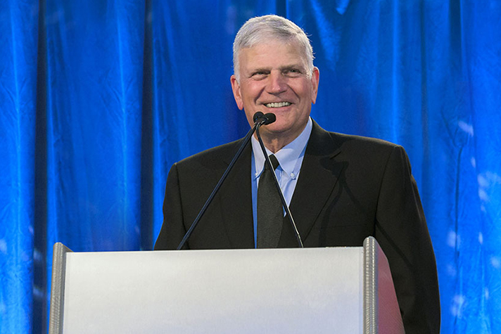 Franklin Graham behind podium