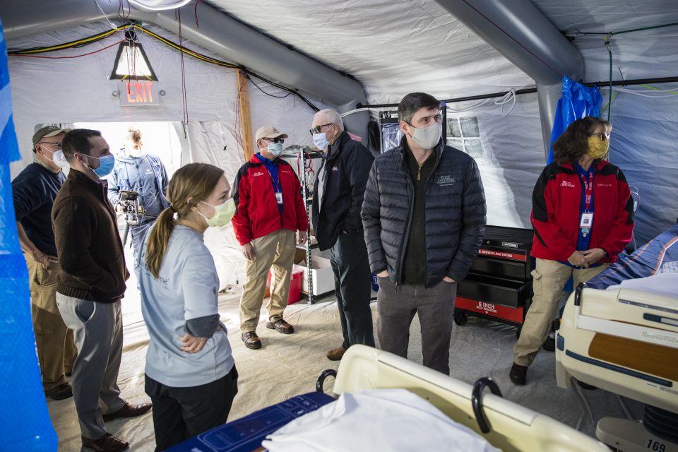 Will Graham and others inside Emergency Field Hospital