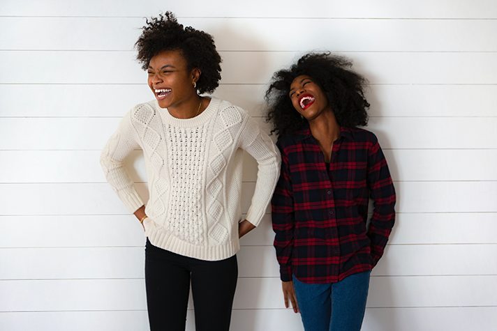 two women laughing